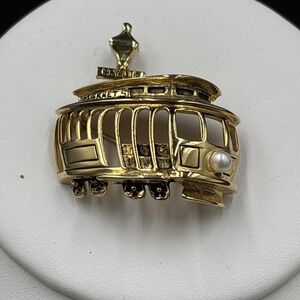 Vintage Tortolani Signed Trolley Streetcar Brooch Pin Hyde Market San Francisco